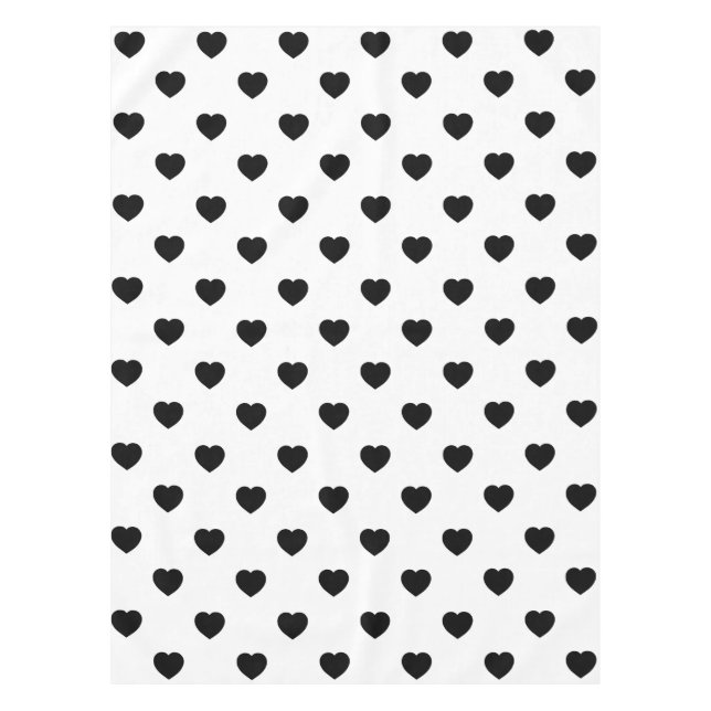 Black Love Hearts White Background Tablecloth (Front)