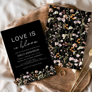 Black Love in Bloom Wildflower Bridal Shower Invitation