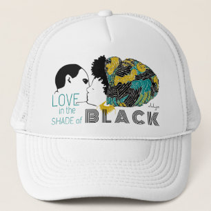 BLACK LOVE in GOLD & CYAN Trucker Hat