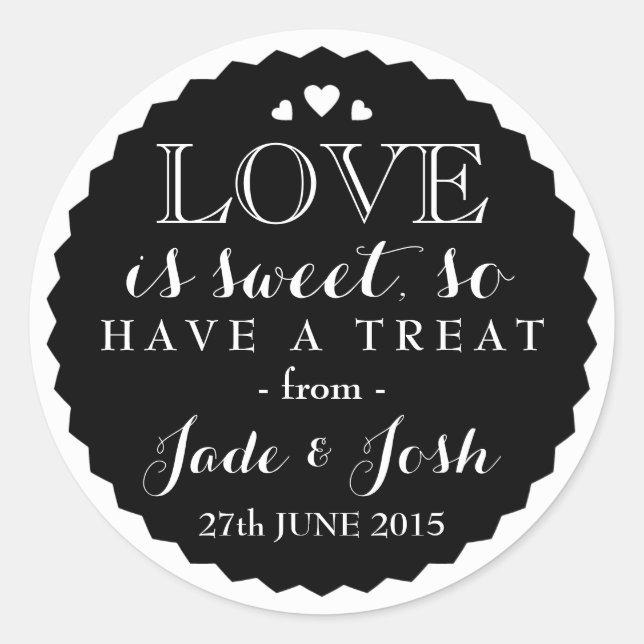 Black Love is Sweet Bottle Cap Style Favour Classic Round Sticker (Front)