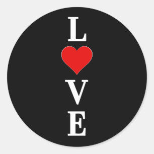 Black LOVE Modern Tredny Black and White Classic Round Sticker