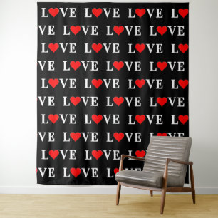Black LOVE Modern Tredny Black and White Tapestry