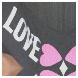 black love pink hearts fabric