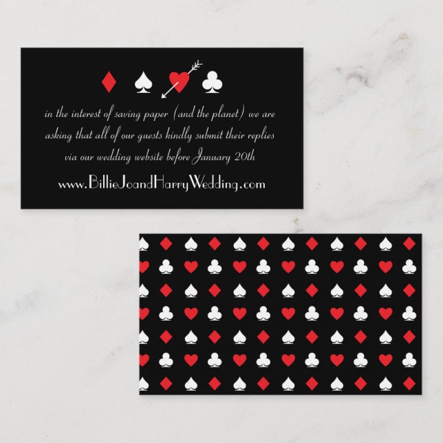 Black Love Struck Casino Wedding Online RSVP Card (Front/Back)