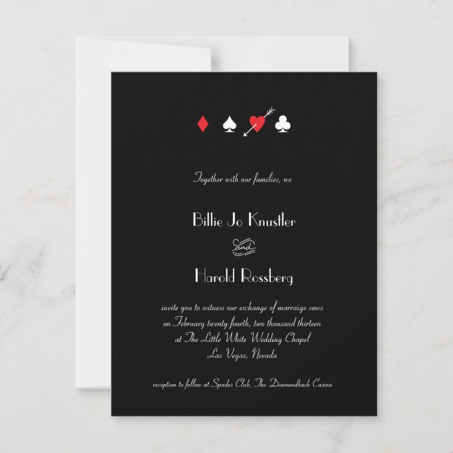 Black Love Struck Las Vegas Wedding Invitation (Front)