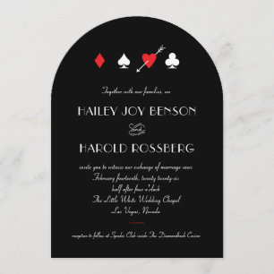 Black Love Struck Vintage Las Vegas Casino Wedding Invitation
