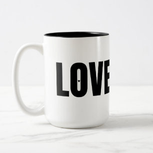 Black LOVE Typography Two-Tone Coffee Mug