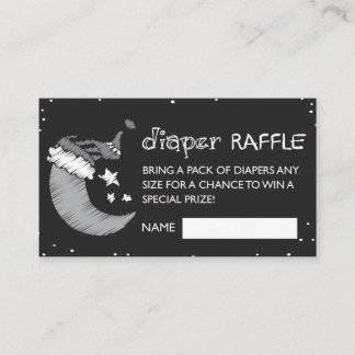 Black Loved to the Moon and Back Diaper Raffle Business Card