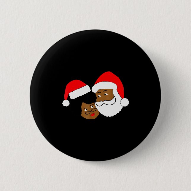 Black Loving Santa Claus And Mrs. Claus Ethnic Chr 6 Cm Round Badge (Front)