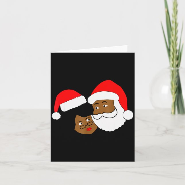 Black Loving Santa Claus And Mrs. Claus Ethnic Chr Card (Front)