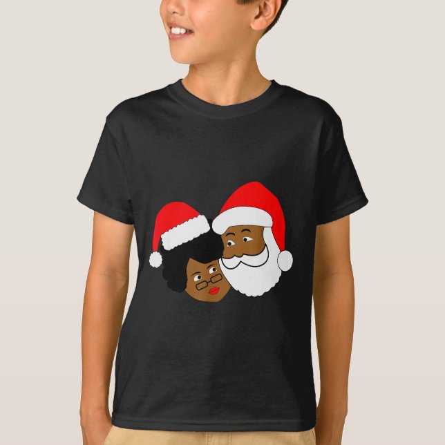 Black Loving Santa Claus And Mrs. Claus Ethnic Chr T-Shirt (Front)
