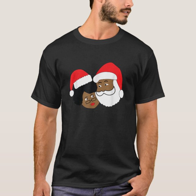 Black Loving Santa Claus and Mrs Claus Ethnic Chri T-Shirt (Front)