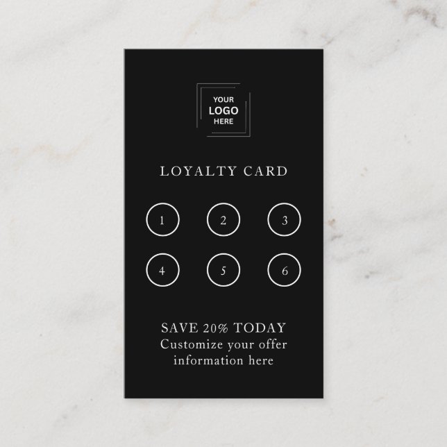 Black Loyalty Reward Customer Retention Style Card (Front)