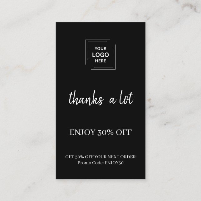 Black Loyalty Rewards Customer Appreciation Discount Card (Front)