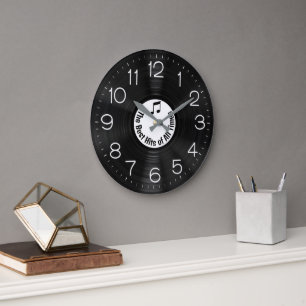 Black LP Vinyl Record Album Large Clock