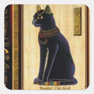BLACK LUCK CAT SQUARE STICKER