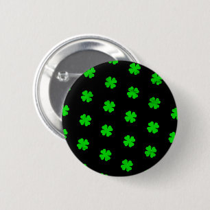 Black Lucky Clovers Button