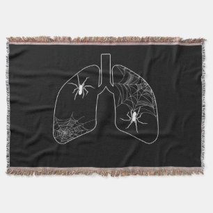 Black Lungs Spider Webs Halloween Spider Throw Blanket