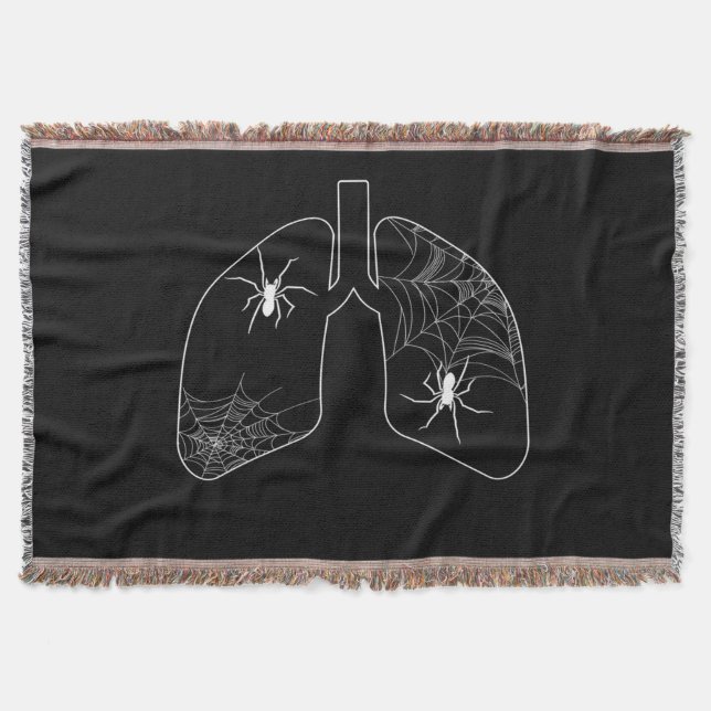 Black Lungs Spider Webs | Halloween Spider Throw Blanket (Front)