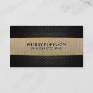 Black Lux Mesh   Metallic Gold Brushed Banner Business Card