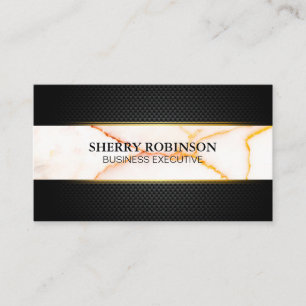 Black Lux Mesh   White Marble Texture Business Card