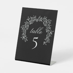 Black Luxe Classic Botanical Crest Table Pedestal Sign