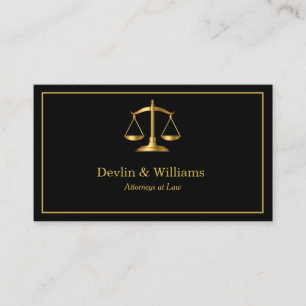 Black Luxe Gold Scales Attorney Lawyer Business Card