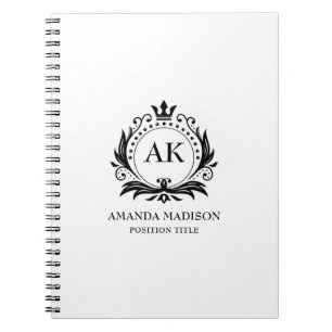Black Luxury Crown Monogram Notebook