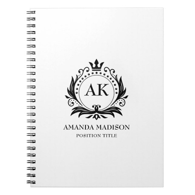 Black Luxury Crown Monogram   Notebook (Front)