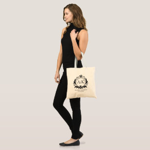 Black Luxury Crown Wedding Monogram Tote Bag