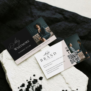 Black Luxury Elegant Attorney At Law Firm Photo Business Card