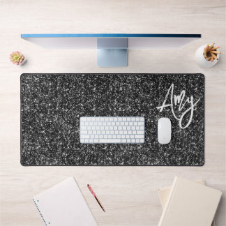 Black Luxury Glitter Desk Mat