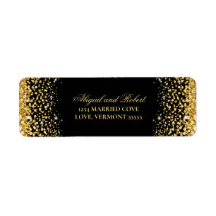 Black Luxury Gold Glitter Return Label
