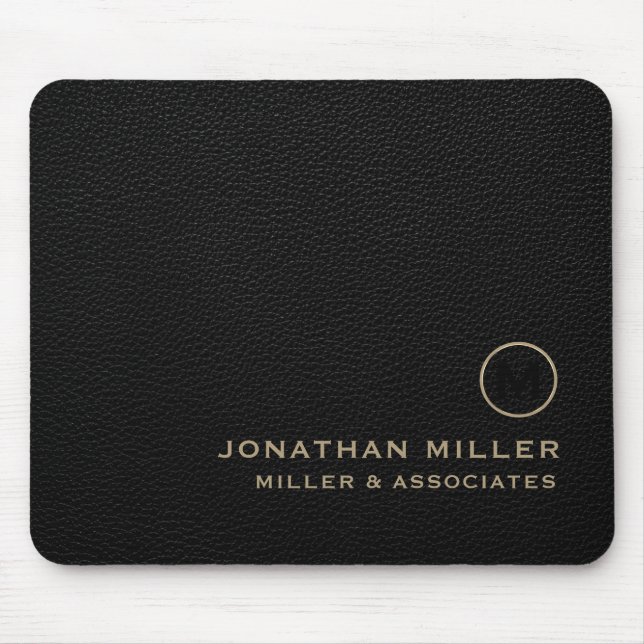 Black Luxury Gold Initial Logo Mouse Mat (Front)