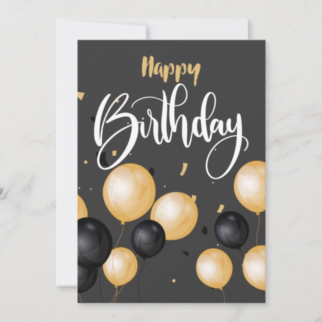 Black Luxury Happy Birthday Card (Front)
