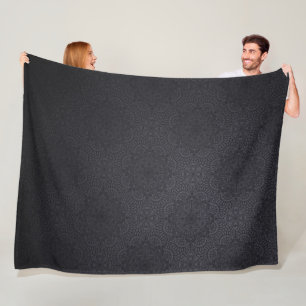 Black Luxury ornamental mandala Fleece Blanket