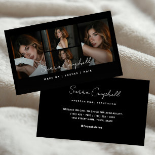 Black Luxury Photo Collage Beauty Professional Business Card