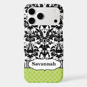 Black Macki Damask Moroccan Personalised iPhone