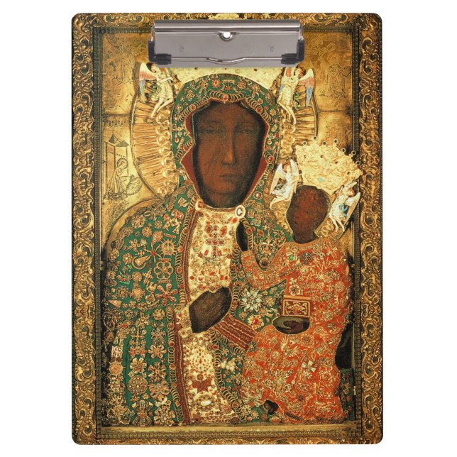 Black Madonna and Child Our Lady of Czestochowa Clipboard (Front)