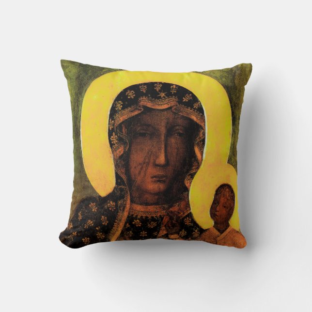 Black Madonna Icon Traditional Polish Catholic   Cushion (Front)