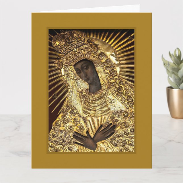 BLACK MADONNA in Golden Riza Oklad Revetment  Card (Small Plant)