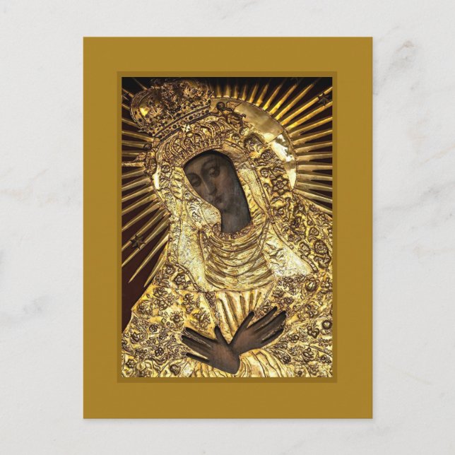 BLACK MADONNA in Golden Riza Oklad Revetment  Postcard (Front)