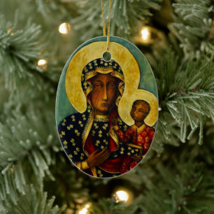 Black Madonna of Częstochowa Ceramic Tree Decoration