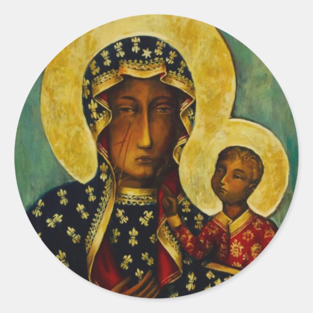 Black Madonna of Częstochowa Classic Round Sticker (Front)