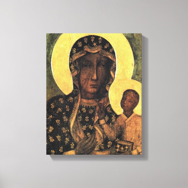 Black Madonna Poland Our Lady Icon Painting Canvas Print (Front)