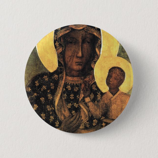 Black Madonna Poland Our Lady of Czestochowa print 6 Cm Round Badge (Front)