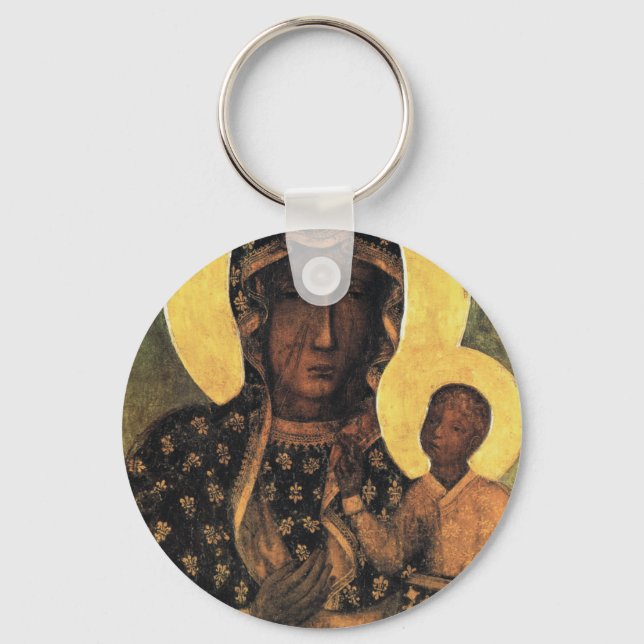 Black Madonna Poland Our Lady of Czestochowa print Key Ring (Front)
