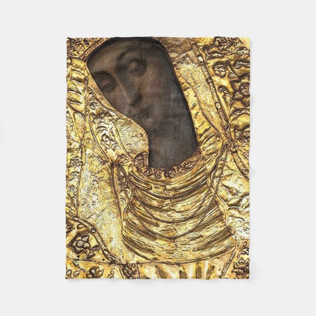 Black Madonna Poland Our Lady of Grace Of The Gate Fleece Blanket (Front)