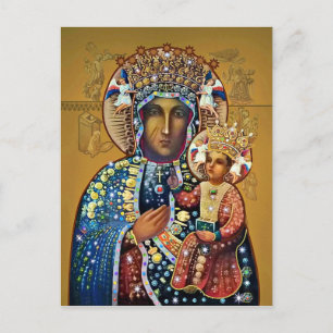 Black Madonna Virgin Mary Catholic Oldest Prayer Postcard