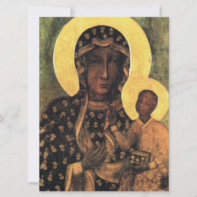 Black Madonna Virgin Mary Icon Poland Our Lady Card (Front)